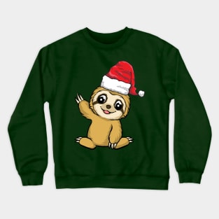 Santa Hat-Wearing Sloth for a Funny Christmas Holiday Crewneck Sweatshirt